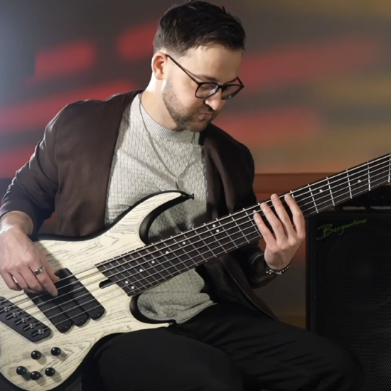 Jacob Umansky performing with his Sol Signature multi-string bass during an Intervals 'Lacuna' playthrough