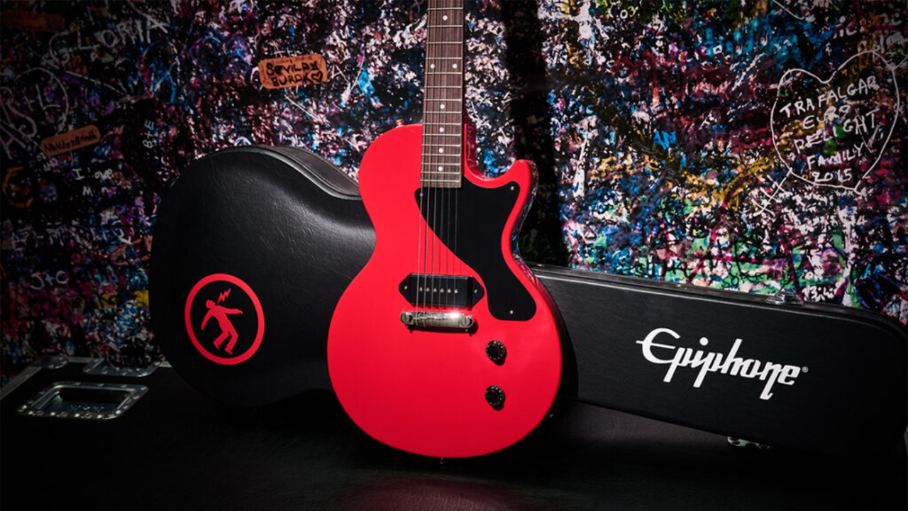 A photo of the Epiphone Billie Joe Armstrong Les Paul Junior